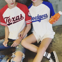 情侣装夏装新款刺绣字母短袖外套2016夏季韩版半袖男女棒球服班服
