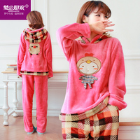新款韩国pink睡衣家居服套装女冬加厚珊瑚法兰绒特价正品包邮双面