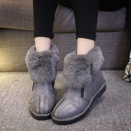 雪地靴女冬2015新款短筒女靴侧拉链短靴低跟平底棉靴女棉鞋女鞋子