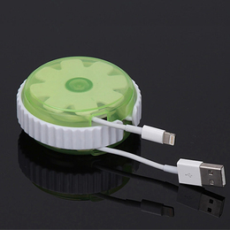 日本KM圆形绕线器 数据线集线盒 电脑电线收纳盒 理线器USB卷盘