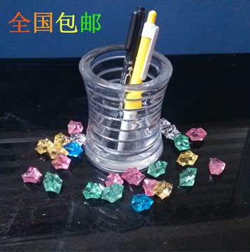 包邮小水晶玻璃笔筒筷子筒毛笔筒个性时尚创意礼品透明啤酒杯异形