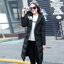韩国冬装2015韩版棉服女中长款加厚外套西装领羽绒棉衣时尚面包服