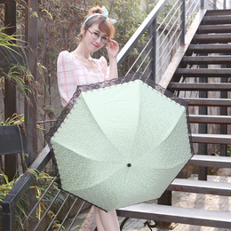 创意黑胶遮阳伞防紫外线超强防晒折叠晴雨伞蕾丝花边公主伞太阳伞
