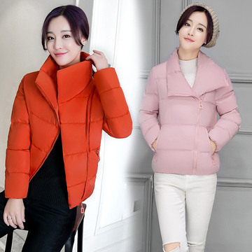 2016冬季女装纯色长袖棉袄 韩版羽绒棉服加厚修身显瘦面包服棉衣