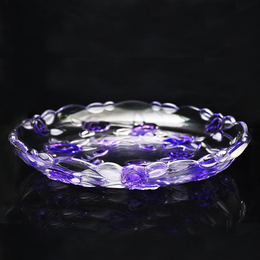 欧式无铅水晶玻璃果盘水果盘 客厅茶几干果盘 幻彩琉璃色大果盘