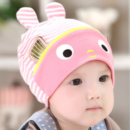 宝宝帽子春秋季婴儿童帽子6-12个月1-2-4岁男女韩国套头纯棉可爱