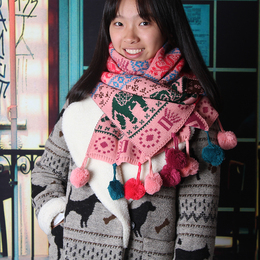 民族风围巾女冬季毛线长款加厚韩版学生青年保暖围脖针织百搭围巾