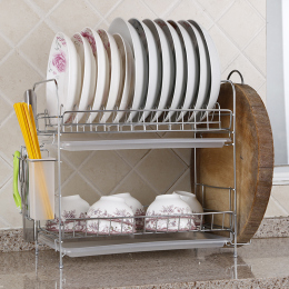 碗架沥水架不锈厨房置物架用品2层碗盘架钢刀架碗碟架收纳滤水架