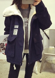 韩版2015冬季羊羔毛棉衣女装中长款学生学院风百搭冬装加厚外套潮