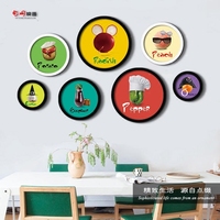 现代餐厅装饰画个性创意水果蔬菜挂画饭厅饭店墙画简约圆形框壁画