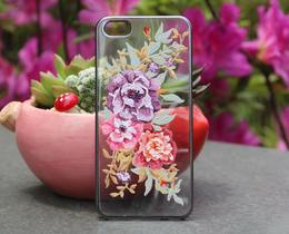 Rinka谨制 原创设计纯手绘个性定制手机保护壳苹果三星 红紫花