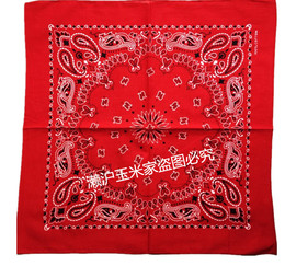 嘻哈红色新款旅游中国花方巾男女全棉印花围脖多功能吸汗手帕头巾