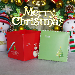 圣诞礼盒包装盒苹果圣果手提礼品盒小号糖果收纳盒圣诞老人维尼熊