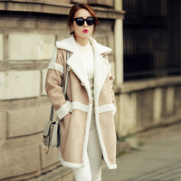 外套女冬装中长款韩版优雅休闲加厚长袖简约宽松麂皮绒羊毛呢大衣