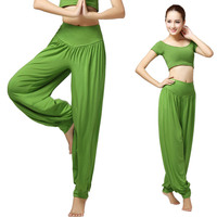 新款瑜伽裤春夏莫代尔灯笼裤女运动裤广场舞蹈服装大码长裤包邮