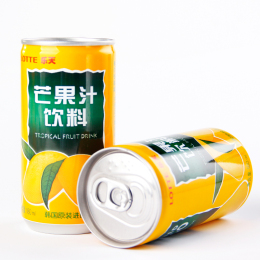 韩国进口饮料 Lotte乐天芒果汁饮料180ml 罐装夏季果汁15罐1箱