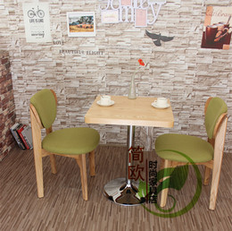 现货北欧奶茶甜品店实木餐椅子水曲柳 咖啡西餐厅茶餐厅桌椅组合