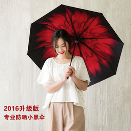 韩国创意防晒小黑伞 太阳伞折叠伞超轻防紫外线晴雨伞清新遮阳伞