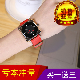 韩版女学生手表方形简约女表皮带表正品防水石英表时尚潮流腕表