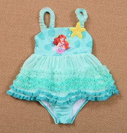 2015新款迪士尼 Disney 儿童泳衣 女童裙式连体泳衣防UV50+