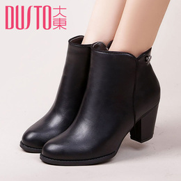 大东2015秋冬新款时装靴 欧美高跟粗跟短靴 圆头女靴D5D1851R