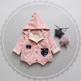 宝宝秋冬装女宝宝外套双层加厚 婴儿灯芯绒夹棉女童外套0-1-2-3岁