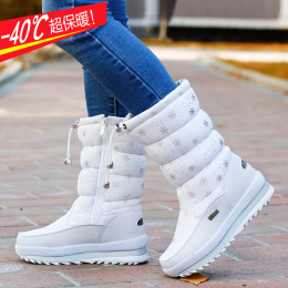 2016新款雪地靴女高筒加绒保暖冬靴白色冬季韩版棉靴子休闲雪地鞋