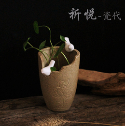 包邮景德镇手工陶瓷创意个性鸟花器田园花盆花插水培植物容器花瓶
