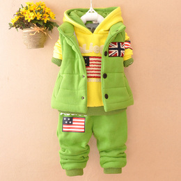 【双十一特价】男女童套装宝宝冬装0-3岁加绒卫衣三件套婴儿衣服
