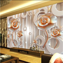 复古3D浮雕欧式客厅电视背景墙壁纸壁画无纺布自粘无缝墙布玫瑰
