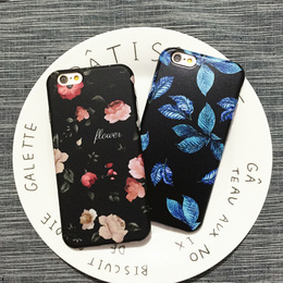 日韩黑色玫瑰花iphone6s手机壳苹果6 6plus全包磨砂软硅胶手机套