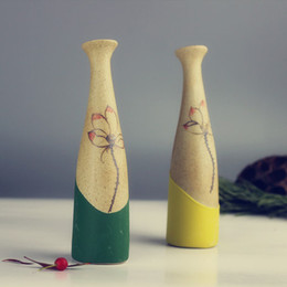 创意手绘景德镇陶瓷粗陶花瓶 家居装饰品 手工花插摆件水培花器