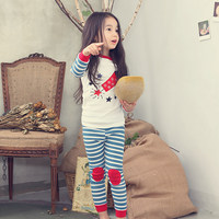 2015冬韩国新款儿童家居服套装男童内衣女童保暖衣宝宝棉睡衣包邮