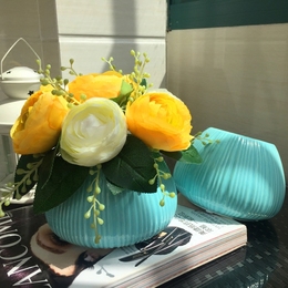 蓝色陶瓷花瓶摆件客厅卧室装饰现代简约小清新插花复古创意家居
