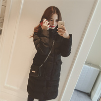 2015冬季新款韩版中长款棉衣女修身显瘦羽绒棉袄连帽加厚棉服外套