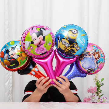儿童派对装扮生日用品气球手持气球玩具气球铝箔卡通球拍气球多款