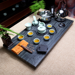 木纹石头茶盘茶具套装 墨绿玉石茶海茶台 四合一电磁炉茶具套装