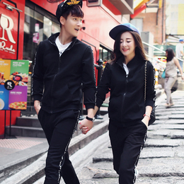 2015新款秋装情侣韩版卫衣套装 休闲修身时尚男女士运动套装