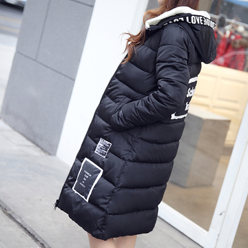 6388#2015韩版冬装新款羽绒棉衣女过膝长款加厚大衣宽松