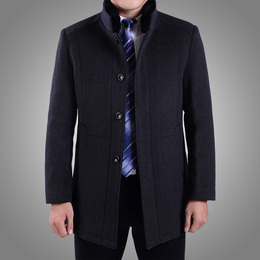 新高端羊绒大衣 2015中老年男士羊毛男装 短款休闲毛呢子男装外套