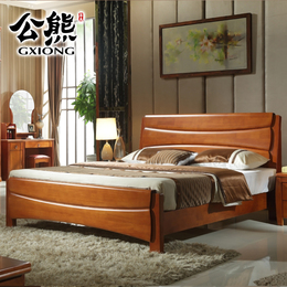 床全实木双人床1.8米高箱田园橡木床1.5米储物床高箱床卧室家具