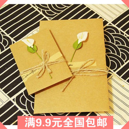 韩国创意文艺小清新复古牛皮纸手工干花贺卡玫瑰生日祝福卡片