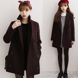 韩版中长款秋冬外套韩国小个子女毛呢外套学生学院风直筒呢子大衣