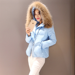 2016冬装短款韩版轻薄加厚羽绒服女高端大毛领连帽修身保暖上衣潮