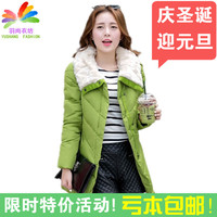 2015秋冬新款韩版修身显瘦中长款棉衣女子外套加厚大码女人的棉服
