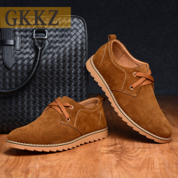 GKKZ新款真皮男鞋潮鞋冬季青年板鞋英伦透气反绒皮休闲鞋磨砂皮鞋