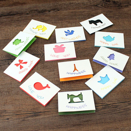 创意韩国文具迷你生日新年祝福卡片可爱带信封节日贺卡明信片12款