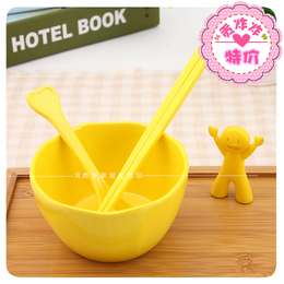 特价韩国时尚糖果色彩 无毒无味防摔耐热 Q版儿童碗具套装配筷勺
