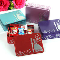 韩式个性创意结婚马口铁喜糖盒 长方形新人款铁盒喜糖成品含糖