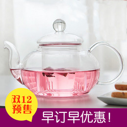 批发耐热玻璃花茶壶透明加厚功夫茶具泡茶器普洱红茶壶过滤可加热